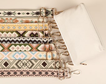 Sac à bandoulière sac ceinture beige avec sangle à motifs en option, sac à bandoulière en cuir avec large sangle, sac banane en cuir avec ceinture, cadeau pour elle