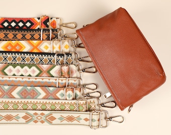 Sac à bandoulière sac ceinture marron avec sangle à motifs en option, sac à bandoulière en cuir avec large sangle, sac banane en cuir avec ceinture, cadeau pour elle