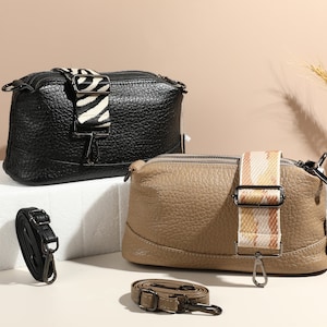 Leren heuptasje met 2 riemen voor dames, leren heuptas dames, schoudertas met brede band, alledaagse tas, vriendin cadeau