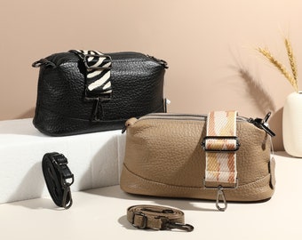 Sac banane en cuir avec 2 sangles pour femme, sac ceinture en cuir femme, sac à bandoulière avec large sangle, sac de tous les jours, cadeau petite amie