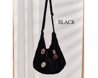 Corduroy Bag Crossbody Bag Casual Hobo Bag Shopping Bag Shoulder Bag Travel Crossbody Bag Everyday Tote,Gifts for Her,Handmade Cloth Pins