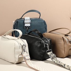 Crossbody Bag for Women, Leather Bag Shoulder Bag Crossbody Wide Bag Strap with Pattern, Everyday bag, Anniversary gift, Girlfriend gift