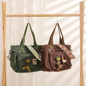 Cord-Tasche, Crossbody-Tasche, lässige Hobo-Tasche, Einkaufstasche, Schultertasche, Reise, Crossbody-Tasche, Alltag, Geschenke für sie, handgemachte Stoffstifte