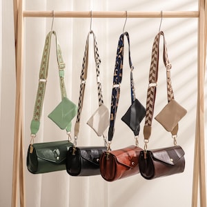 Frauen Leder Crossbody Bag mit breitem Riemen, Crossbody Bag Personalisierte, Abnehmbare Riemen, Muttertagsgeschenke, Geburtstagsgeschenk für Sie / Frau