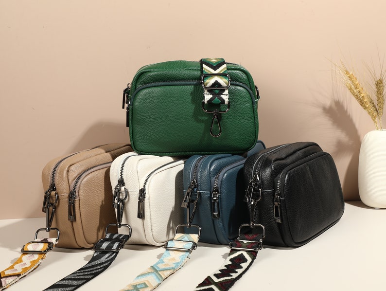 Women Leather Fanny Pack With Wide Strap, Camera Bag, Crossbody Bag