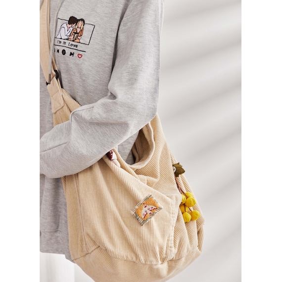 ショルダーバッグ・ポシェット Generous loose fit shopper bag 57 golji corduroy ivory Corduroy Bag Crossbody Bag Casual Hobo Bag Shopping Bag