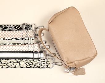 Crossbody Brown Bag for Women, Leather Bag Shoulder Bag Crossbody Wide Bag Strap with Pattern, Everyday bag, Girlfriend gift