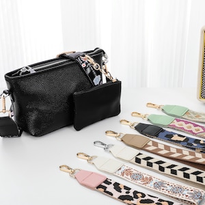 Crossbody Bag Belt Bag with Optional Patterned Strap, Leather Shoulder Bag with Wide Strap, Leather Fanny Pack for Girlfriend, Gift for her