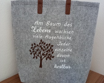 Filztasche, Einkaufstasche mit Spruch , Baum des Lebens, Filz Shopper