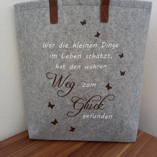 Filztasche, Einkaufstasche mit Spruch, Filz Shopper , Geburtstag