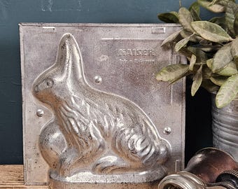 Vintage West Germany Chocolate Mold Rabbit Bunny Metal Candy Mold Easter Decor