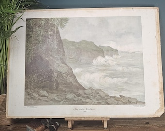 Vintage-Druck der javanischen Südküste auf Karton – Henri Zondervan Indonesien-Wandkunst – Ethnografische Landschaft