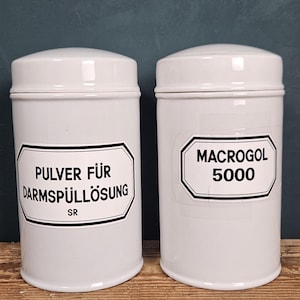 Vintage Apothecary Jars Set Ceramic Pharmacy Containers Medical Storage Mid Century Drugstore Decor White Canisters Industrial Medical Decor