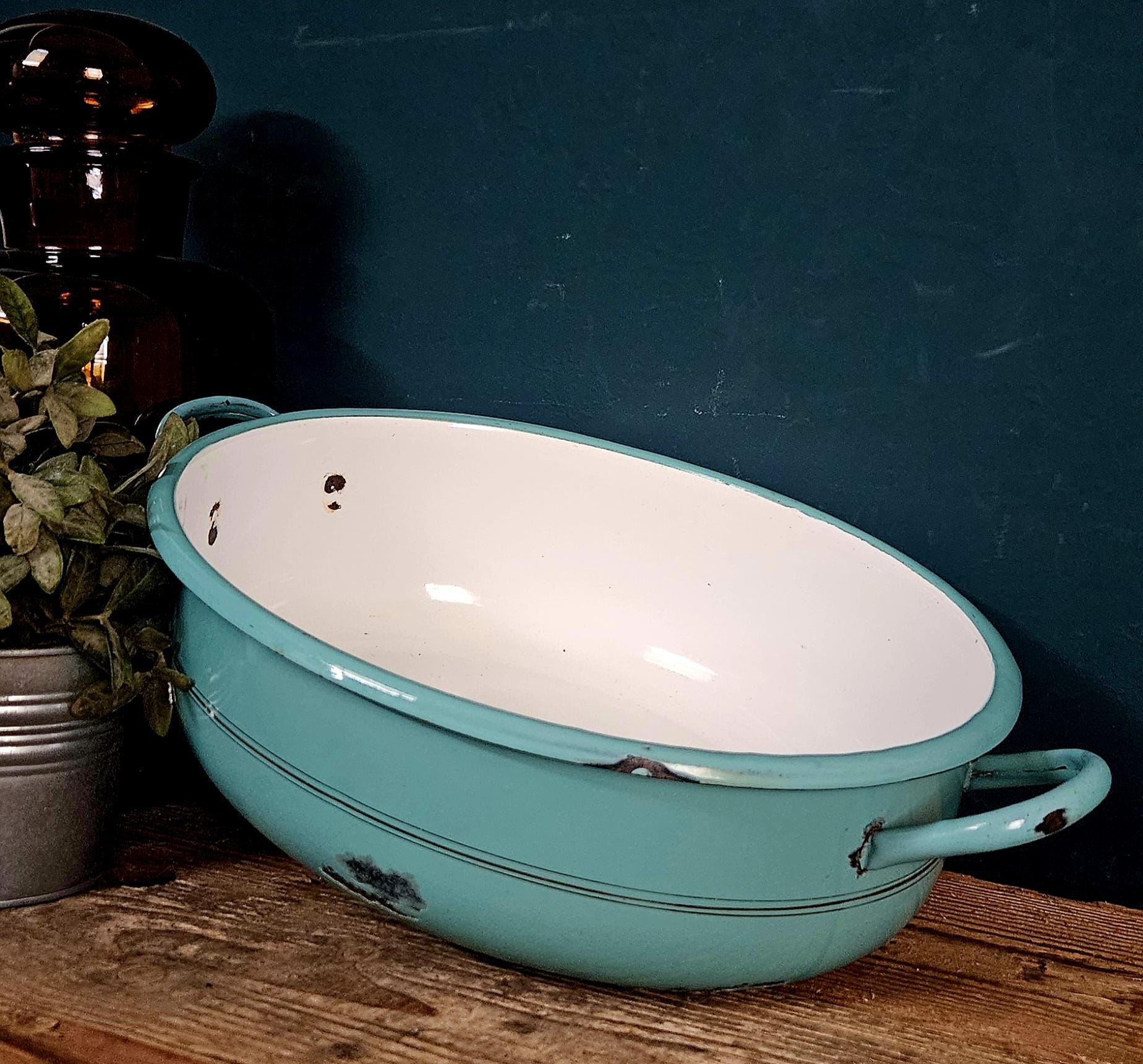 Vintage Enamel Wash Tub - Etsy