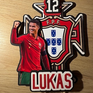 Christiano Ronaldo FPF cake topper/ Christiano Ronaldo FPF Portugal football cake decoration
