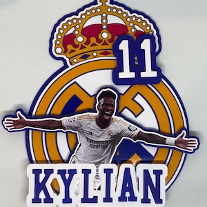 Vinicius Junior Real Madrid cake topper/ Vinicius Junior Real Madrid decoración de pastel de fútbol
