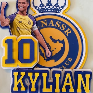 Christiano Ronaldo Al NASSR cake topper/ Christiano Ronaldo NASSR decoración de pastel de fútbol