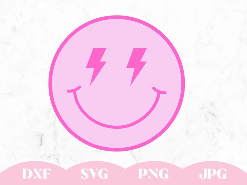 Pink Lightning Bolt Smiley Svg Png for Cricut Sublimation and - Etsy Norway