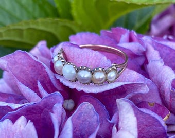 Antieke Georgische parel Halve Eternity-ring