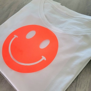 Neon Smiley iron-on patch large / plot / iron-on image to iron onto shirts, bags etc.