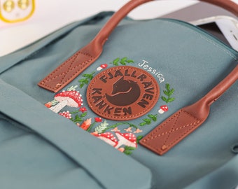 Fjallraven Kanken Embroidery, Mushrooms and Flower Embroidered Fjallraven Kanken Backpack, Custom Kanken With Name, Gift For Daughter