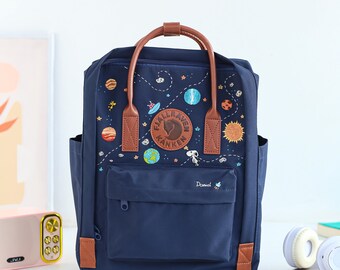 Snoopy Universe of Planets Embroidered Backpack/ Fjallraven Kanken embroidered Sun Earth and Stars/ Personalized mini backpack