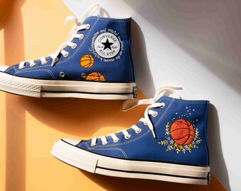 Bestickte Converse/Converse Hallo Tops/Benutzerdefinierte Converse Floral-Volleyball/Converse Chuck Taylors 1970er Jahre/Bestickte Logo-Buchstaben/Sport-Geschenke