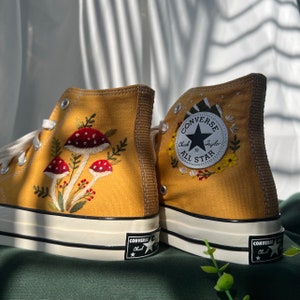 Converse High Tops/mushroom Converse/embroidered Red Mushrooms - Etsy