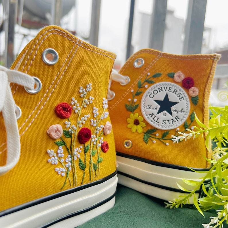 Custom Converse/converse High Tops/embroidered Sweet Rose and Etsy