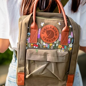 Flowers Embroidered Fjallraven Kanken Backpack, Lavender, Flowers, Mushrooms Embroidered Backpack Custom, Garden Flowers Embroidered Kanken