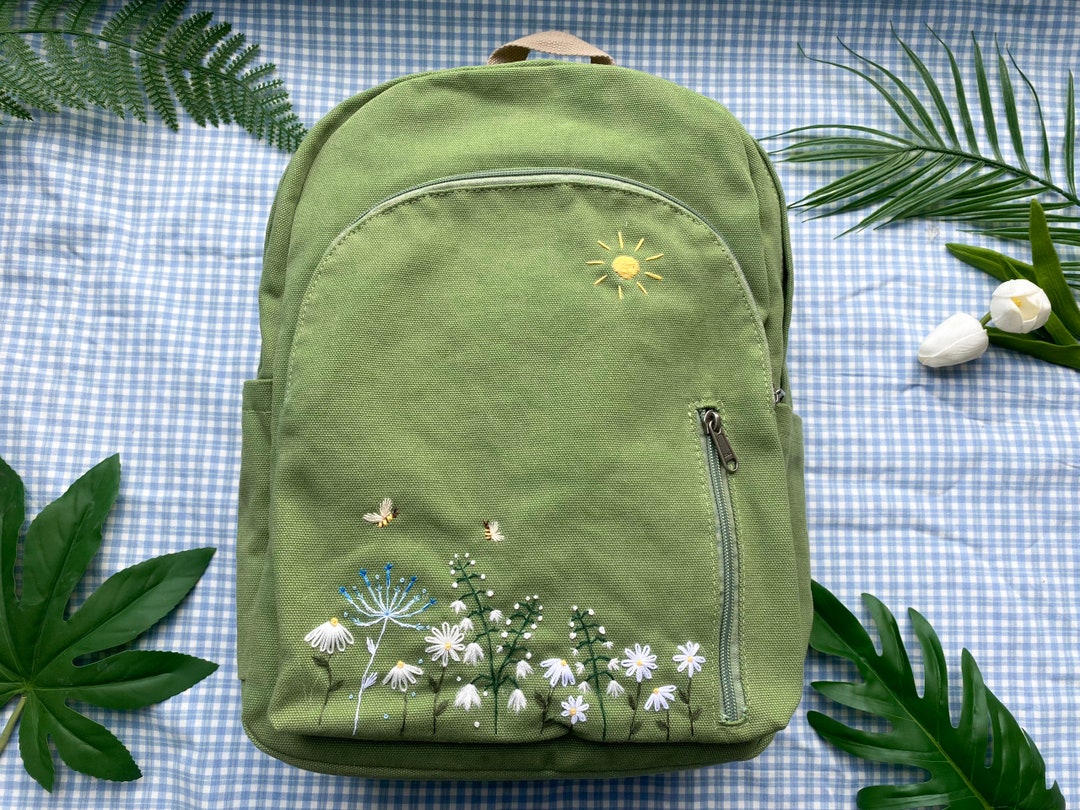 Custom Backpacks / Backpacks Embroidered With Sweet Flower Garden