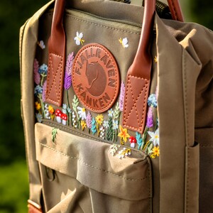 Flowers Embroidered Fjallraven Kanken Backpack, Lavender, Flowers, Mushrooms Embroidered Backpack Custom, Garden Flowers Embroidered Kanken