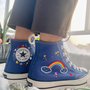 Embroidered Converse/ Custom Converse Blue/converse High Tops - Etsy