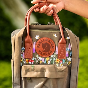 Flowers Embroidered Fjallraven Kanken Backpack, Lavender, Flowers, Mushrooms Embroidered Backpack Custom, Garden Flowers Embroidered Kanken