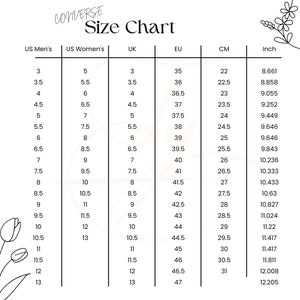 size chart converse for women men