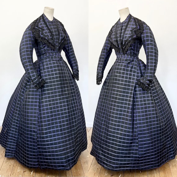 Antique Victorian Dress 1860s crinoline - image 2