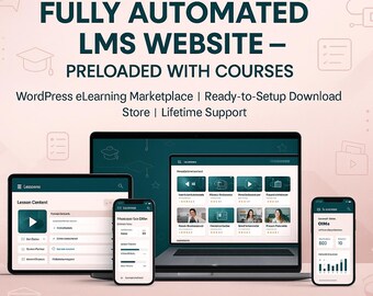 Site Web LMS automatisé | Cours préchargés | Marché de l'apprentissage en ligne | Site Web professionnel prêt à l'emploi | Téléchargement instantané et installation gratuite