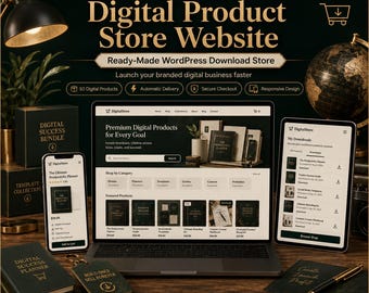 Ready-Made WordPress Digital Store Website, 50 Products (Digital Download)