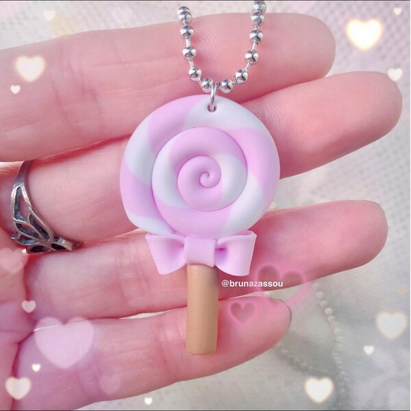 Lollipop Collier Mignon Kawaii Lollipops Fimo Polymère Argile Candy Faux Nourriture Fait Main Caramella