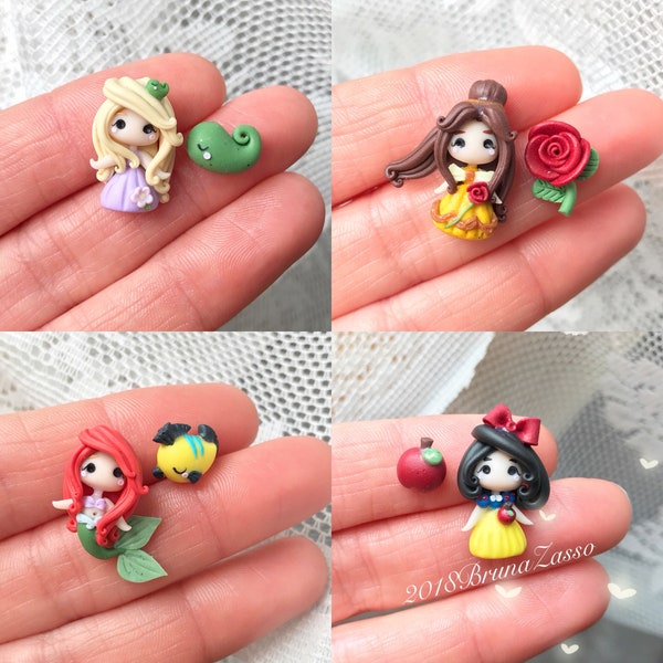 Boucles d’oreilles Doll Stud - Boucles d’oreilles mignonnes Fimo Polymer Clay Doll Stud