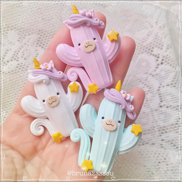 Licorne Cactus Aimant Mignon Aimant Fait À La Main Fimo Pâte Polymère Kawaii Cuisine Décoration Maison Licornes Amant Magique