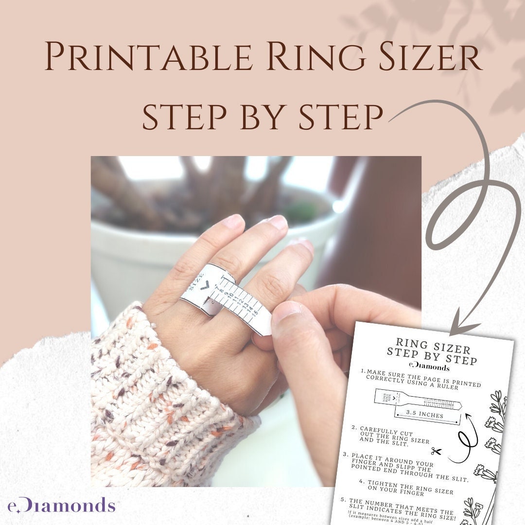 ring sizer printable tool how to measure ring size instant etsy