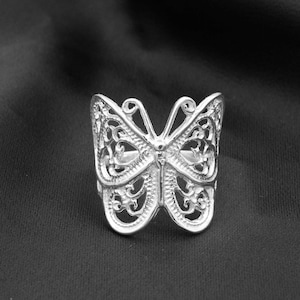 Sterling Silver Butterfly Ring: Filigree Design