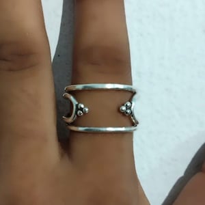 Adjustable Silver Ring, Boho Open Band Ring, Handmade Tribal Jewelry, Minimal Statement Ring, Oxidized Silver Ring, Halloween Gifts.