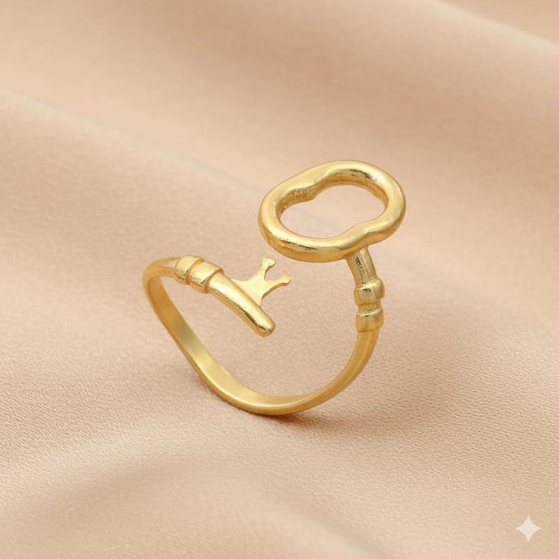 Chaveiro de prata antigo, chaveiro ajustável em formato de chave, chaveiro feminino empilhável, chaveiro aberto estilo rock, presente de Natal imagem 7