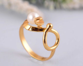 Parelringen, stapelbare parelring, sierlijke stapelbare ringen, parelringen, vintage sierlijke delicate ring, ontwerper parelring, cadeau voor haar.