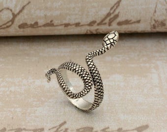 Vintage Snake Ring, Adjustable Snake Ring, Open Snake Ring, German Silver And Brass Snake Ring, Gold Snake Ring, Spiral Ring.