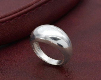 Chunky German Silver Dome Ring, Retro Bubble Band, Bold Statement Jewelry.
