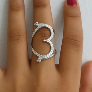 Handmade German Silver Heart Splint Ring