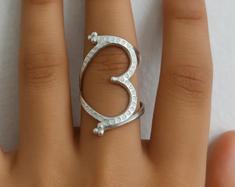 Handmade Splint Ring, German Silver Heart Splint Ring, Finger Splint Ring, Trigger Splint Ring, Thumb Splint Ring, Splint Ring